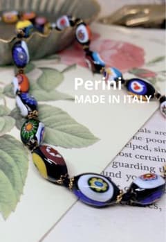 イタリア製 Perini ヴェネツィアンガラス ビーズ ネックレス 