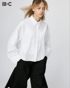 UNIQLO コットンコクーンシャツ　ホワイト　Sのサムネイル