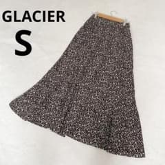 GLACIER Long skirt with elastic waistband, floral pattern, brown, size S