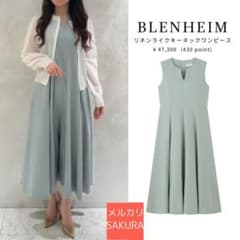 美品】リネンライクキーネックワンピース ブレンヘイム エムプルミエ