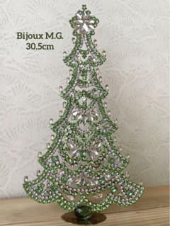 30cm特大/Bijoux刻印付/チェコガラス/クリスマスツリー/ライトグリーン