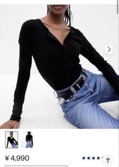 GAP 長袖 ヘンリーネック カットソー ブラック XSのサムネイル