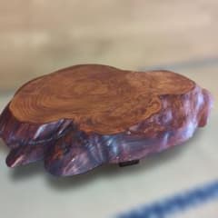 木曽ろくろ細工 田上民芸 天然木 座卓 花台 レトロ H 15cm W 82cm