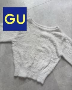 GU フェザーヤーンセーター　長袖ニット ホワイトのサムネイル