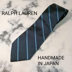 RALPH LAUREN ネクタイ ダイアゴナルストライプ 青 日本製