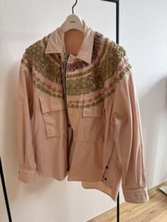 【美品】sacai 刺繍 ミリタリーシャツ ジャケット ピンクのサムネイル