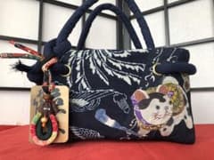 一閑張り 一閑張りバック 藍染 雪ん子 正絹古布 犬張子 狛犬 - メルカリ