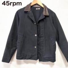 希少 45rpm 藍染め ワークジャケット 襟牛革 レザー切替 インディゴ 