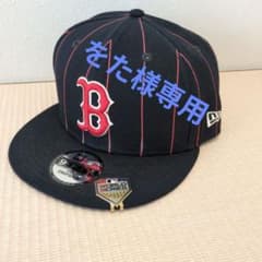 MLBレッドソックス ネイビー×ストライプ 　ベースボールキャップ　帽子のサムネイル