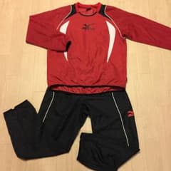 てっぺー様 MIZUNO ピステ上下 赤黒 L ナイロンのサムネイル