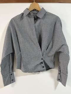 2way ギンガムチェック カシュクール クロップドシャツ ショート丈のサムネイル