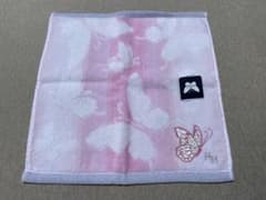ハナエモリ タオルハンカチ ピンク 蝶々柄のサムネイル