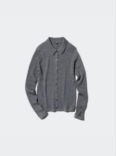 UNIQLO メリノリブポロカーディガン ダークグレー XLのサムネイル