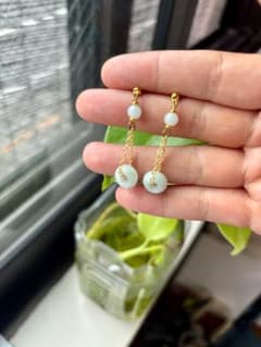 翡翠 ドーナツ型 ピアス ゴールドカラーのサムネイル