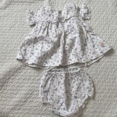 PETIT BATEAU 花柄ワンピースセット 6m 白　ブルマ付き　プチバトーのサムネイル