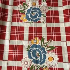 o. レトロ 花柄 チェック コットン生地 布地 50✖️80のサムネイル