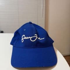 青色 刺繍ロゴ キャップ