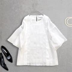 美品✨️アドーア　名品　リネンレーヨンスブラウス　VERY掲載　ホワイト　３８ 美品✨️アドーア 名品 リネンレーヨンスブラウス VERY掲載 ホワイト