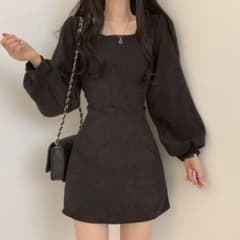 細見え♪おしゃれ！短め膝上ワンピース♪膝丈 半袖 春夏 大きいサイズ XLのサムネイル