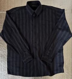 【美品】Richbrother ストライプシャツ 100%コットン L相当 黒のサムネイル