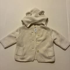 baby GAP くま耳 カーディガン アイボリー 0-3ヶ月　50センチのサムネイル