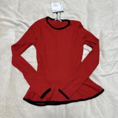 ZARA TRAFALUC リブニット 長袖 レッド ブラックのサムネイル