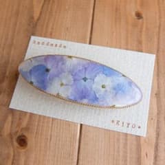 【No.46】 紫陽花 オーバルバレッタ ★ 押し花 レジンのサムネイル