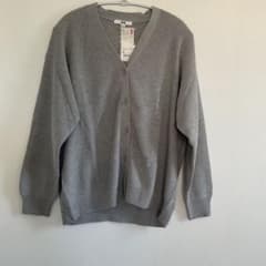 ユニクロ コットンカシミヤ Vネックカーディガン 3XL グレー タグ付きのサムネイル