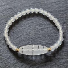 【223】水晶水紋天珠ホワイトカルセドニーデザインブレスレットのサムネイル