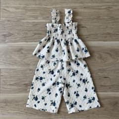 花柄 シャーリング セットアップ 90 韓国子供服のサムネイル