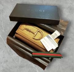 未使用品】GUCCI グッチ ホースビット レザー 長財布 風水金運