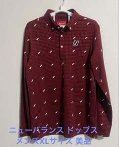 美品New Balance Golf 長袖シャツ 千鳥柄 メンズ XLサイズ