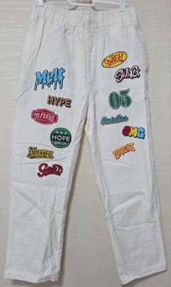 edakka ワッペン付き ホワイトデニムパンツ SMALL　　Sサイズのサムネイル