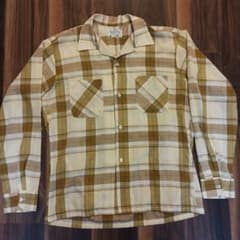 60s vintage opencollar shirtクリームブラウンオリーブ