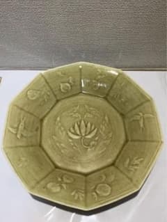 陽刻　 日高伸治 緑釉 十角鉢 大のサムネイル