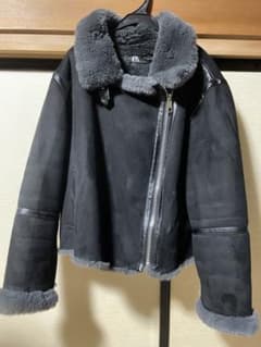 ZARA フェイクムートンジャケット ブラックのサムネイル