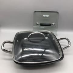 新品未使用マイヤースクエアグリルパン24cm ガラス蓋グリルプレス付き