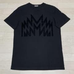 極美品〕モンクレール 刺繍 ワッペン M 黒Tシャツ ブラック 5S174 