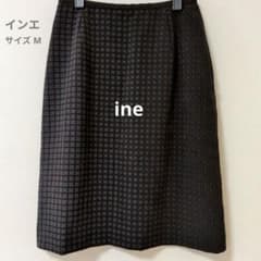 インエ ine スクエア柄 タイトスカート ひざ丈 シンプル М