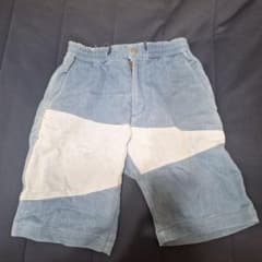 キッズ ハーフパンツ デニム風 切り替えデザインのサムネイル