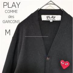 美品✨　プレイコムデギャルソン　カーディガン　シェルボタン　M 超人気】プレイコムデギャルソン☆ハートロゴ付カーディガン 黒 M