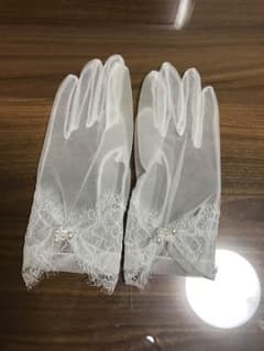ピーチ様専用☆ショートグローブ レース パール ホワイトのサムネイル