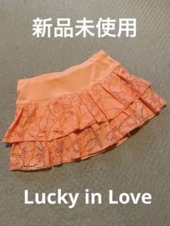 ラッキーインラブ　テニスウェア　オレンジ色トップス　US-Sサイズ　新品 ラッキーインラブ⭐️新品⭐️日本サイズMオレンジ レース フリル