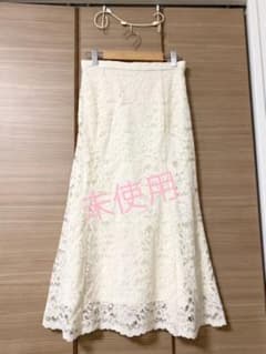 【ユニクロ】レースロングスカート　白のサムネイル