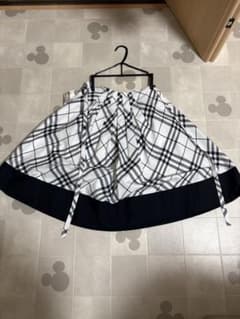 チェック柄フレアスカート ひざ丈　ブルーレベル