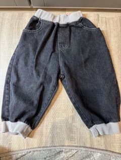 【80】aimoha アイモハ ブラックデニム パンツ 黒 ズボン ウエストゴムのサムネイル