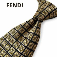 FENDI ネクタイ ズッカ柄 ネイビー ゴールド