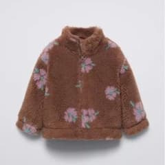ZARA 花柄フェイクシープスキンジャケット 86センチのサムネイル
