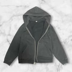 ジップパーカー 14oz ブラック 肉厚 ヘビーフリース 黒 USA製のサムネイル