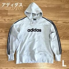 アディダス スリーストライプ パーカー 万国旗タグ グレー Lのサムネイル